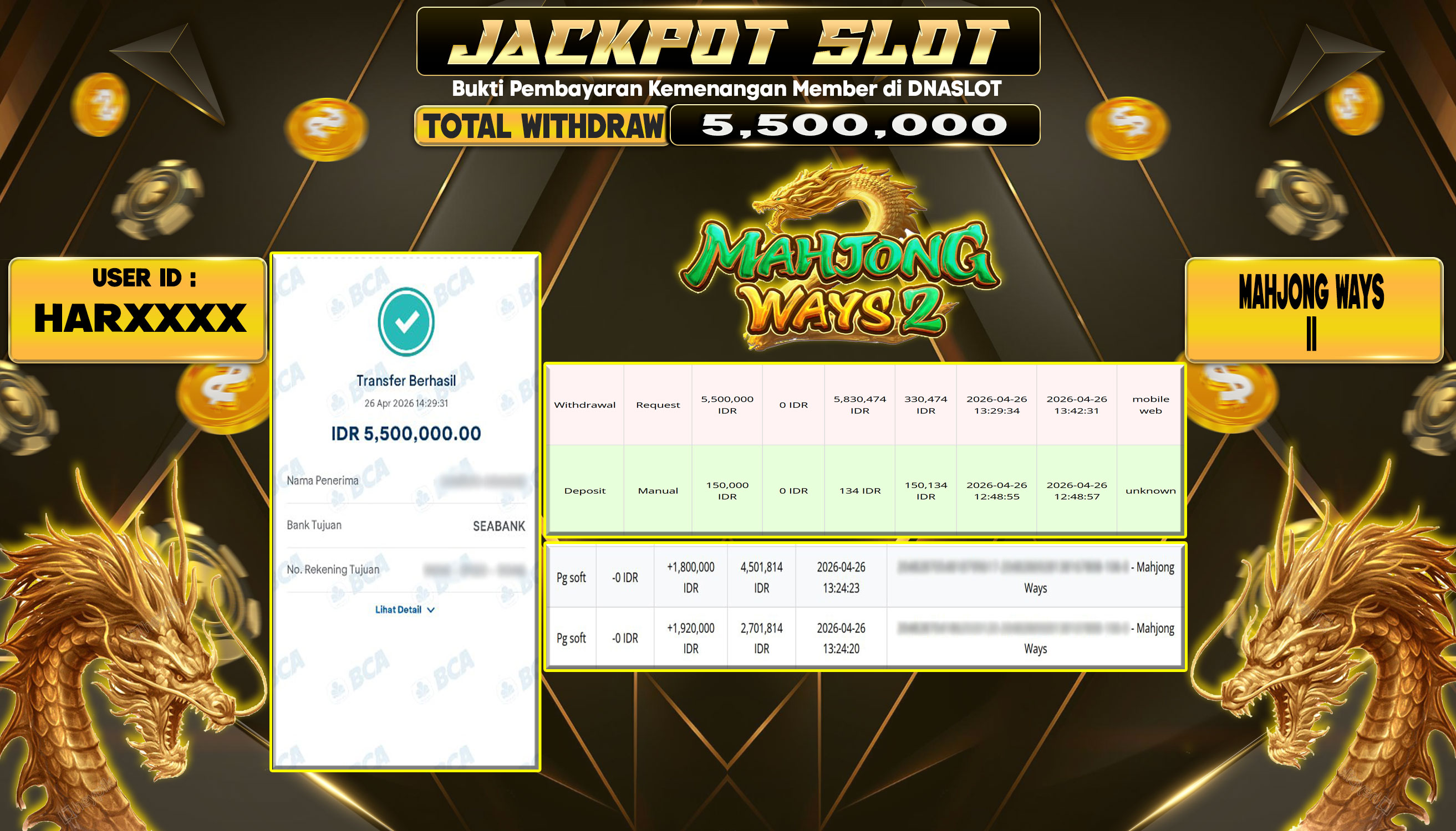 JACKPOT SLOT MAHJONG WAYS 2 26 APRIL 2026